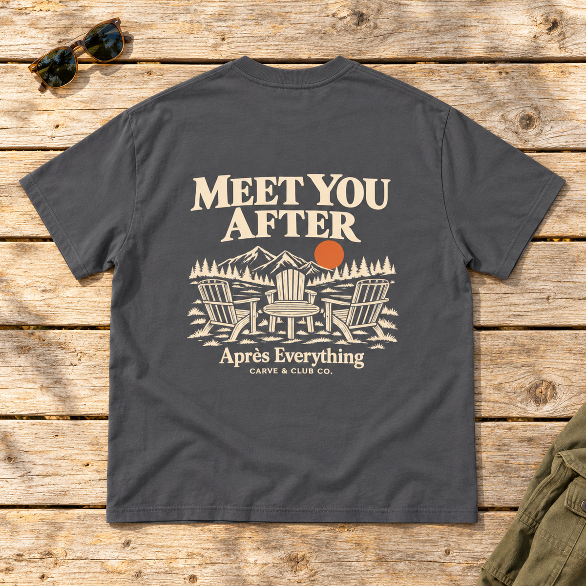 Meet You After Tee — back view flat lay on wood tabletop