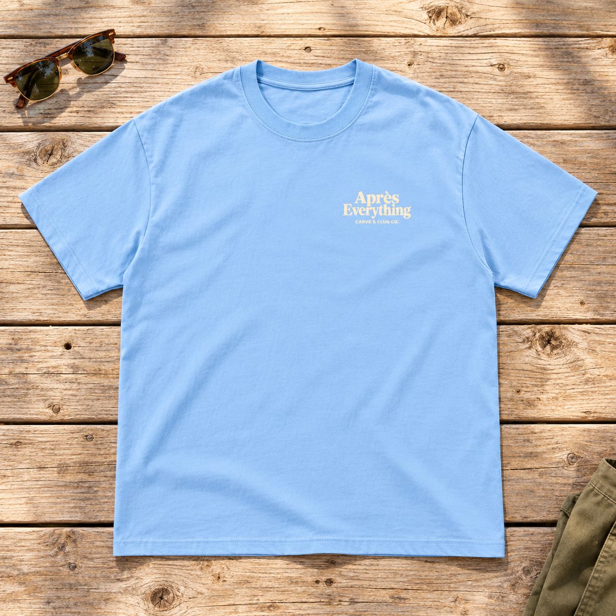 Meet You After Tee — front view flat lay on wood tabletop