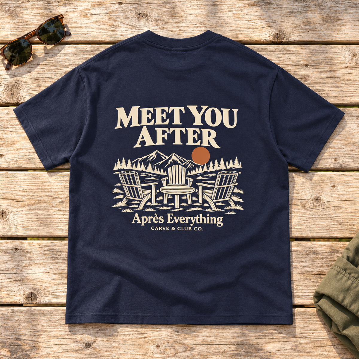 Meet You After Tee — back view flat lay on wood tabletop