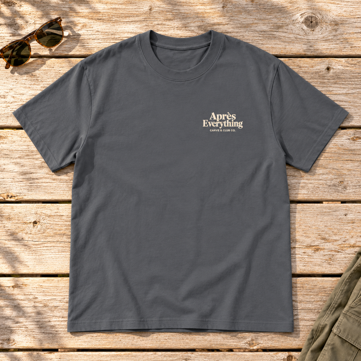 Meet You After Tee — front view flat lay on wood tabletop