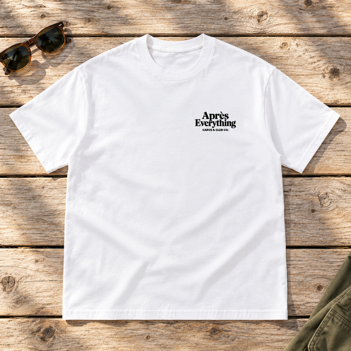 Meet You After Tee — front view flat lay on wood tabletop