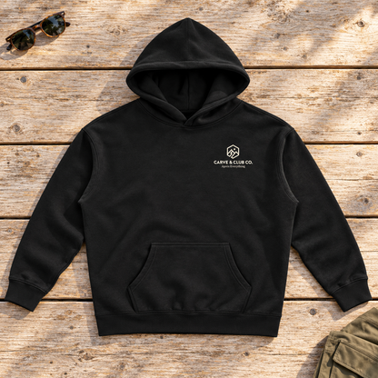Après Everything Signature Hoodie — front view flat lay on wood tabletop
