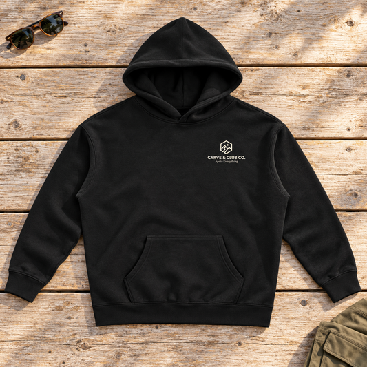 Après Everything Signature Hoodie — front view flat lay on wood tabletop