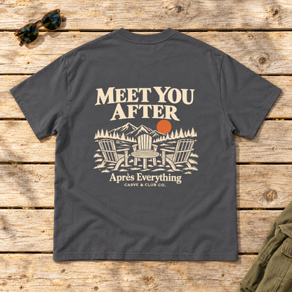 Meet You After Tee — back view flat lay on wood tabletop