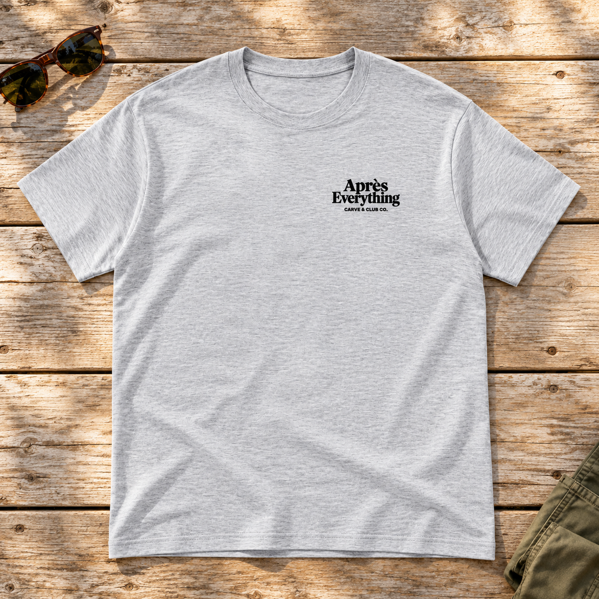 Meet You After Tee — front view flat lay on wood tabletop