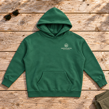 Après Everything Signature Hoodie — front view flat lay on wood tabletop